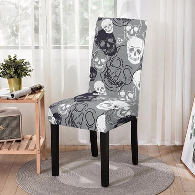Elastīgs ēdamistabas krēsla pārvalks Strech Skull Print krēsla pārvalka futrālis virtuves krēsliem Kāzu viesnīcas banketu dekors Funda Silla