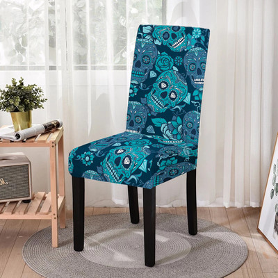 Elastīgs ēdamistabas krēsla pārvalks Strech Skull Print krēsla pārvalka futrālis virtuves krēsliem Kāzu viesnīcas banketu dekors Funda Silla