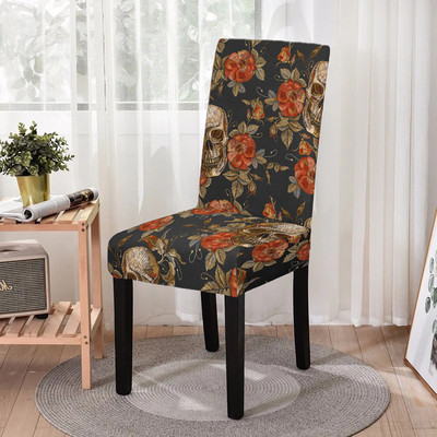 Elastīgs ēdamistabas krēsla pārvalks Strech Skull Print krēsla pārvalka futrālis virtuves krēsliem Kāzu viesnīcas banketu dekors Funda Silla