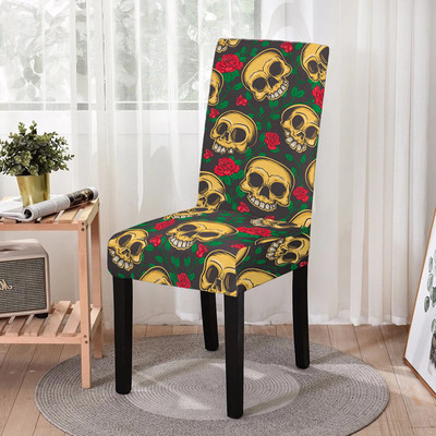 Elastīgs ēdamistabas krēsla pārvalks Strech Skull Print krēsla pārvalka futrālis virtuves krēsliem Kāzu viesnīcas banketu dekors Funda Silla