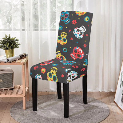 Elastīgs ēdamistabas krēsla pārvalks Strech Skull Print krēsla pārvalka futrālis virtuves krēsliem Kāzu viesnīcas banketu dekors Funda Silla