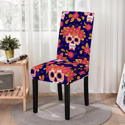 Elastīgs ēdamistabas krēsla pārvalks Strech Skull Print krēsla pārvalka futrālis virtuves krēsliem Kāzu viesnīcas banketu dekors Funda Silla