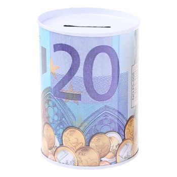 για Creative Piggy Bank Μεταλλικός κύλινδρος Χρηματοκιβώτιο Λευκοσίδηρος στρογγυλά νομίσματα για θήκη Δώρο σε σχήμα δολαρίου ευρώ για το σπίτι Τραπέζι De