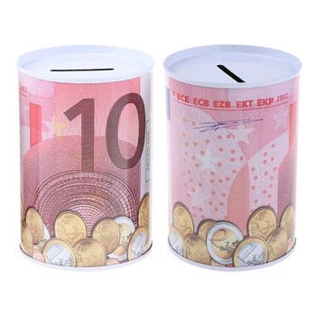 για Creative Piggy Bank Μεταλλικός κύλινδρος Χρηματοκιβώτιο Λευκοσίδηρος στρογγυλά νομίσματα για θήκη Δώρο σε σχήμα δολαρίου ευρώ για το σπίτι Τραπέζι De