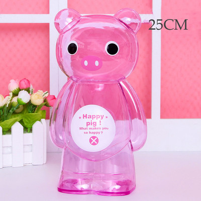 Radošs mazais lācis cūciņa banka caurspīdīga monētu papīra naudas taupīšanas kaste Jauka seifa kaste bērniem svētku dāvanu darbvirsmas dekors