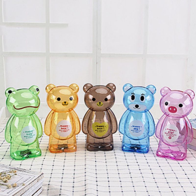 Radošs mazais lācis cūciņa banka caurspīdīga monētu papīra naudas taupīšanas kaste Jauka seifa kaste bērniem svētku dāvanu darbvirsmas dekors