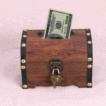 Κουτί Ξύλινη Τράπεζα Θησαυρού Αποθήκευση Κουνουπιέρα Γουρουνάκι Ξύλο Vintage Χρήματα Κλειδαριά Κουτιά Κερμάτων Κόσμημα Saving Pirate Organizer Διακοσμητικό δώρο