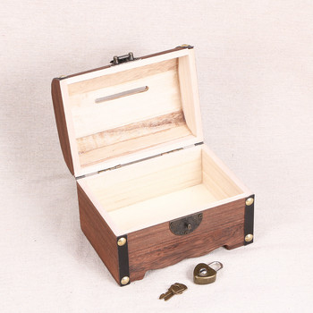 Κουτί Ξύλινη Τράπεζα Θησαυρού Αποθήκευση Κουνουπιέρα Γουρουνάκι Ξύλο Vintage Χρήματα Κλειδαριά Κουτιά Κερμάτων Κόσμημα Saving Pirate Organizer Διακοσμητικό δώρο