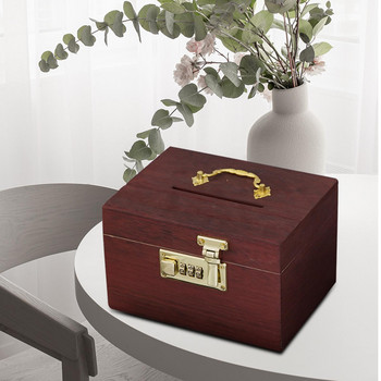 Ξύλινο κουτί vintage στυλ Piggy Bank Organizer Password Lock Collection Treasure Chest Treasure Box για παιδιά Δώρα Αναμνηστικό