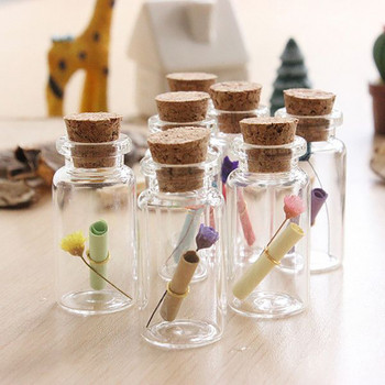 5 τμχ 5/10/14/20ml Mini Clear Glass Drifting Bottles with Cork Stopper Μικρά βαζάκια για διακόσμηση Χριστουγεννιάτικου Γάμου Γενέθλια
