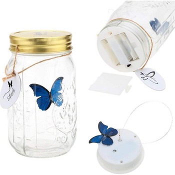 Magic Flying Butterfly Jar Λάμπα LED Glass Mason Jar Simulation Κινούμενα έντομα συλλογής εντόμων πεταλούδας πεταλούδα Διακόσμηση σπιτιού