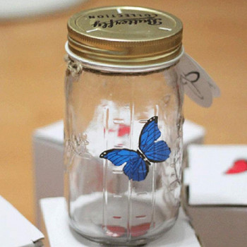 Магическа летяща пеперуда буркан LED лампа стъклен буркан симулация анимирана пеперуда муха събиране на насекоми бутилка домашен декор