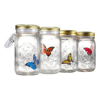 Магическа летяща пеперуда буркан LED лампа стъклен буркан симулация анимирана пеперуда муха събиране на насекоми бутилка домашен декор