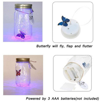 Magic Flying Butterfly Jar Λάμπα LED Glass Mason Jar Simulation Κινούμενα έντομα συλλογής εντόμων πεταλούδας πεταλούδα Διακόσμηση σπιτιού