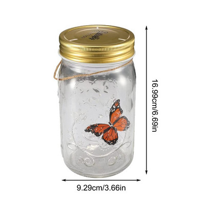 Burvju lidojoša tauriņu burka LED lampa, stikla mūra burkas simulācija, animēta tauriņu mušu kukaiņu savākšanas pudele mājas dekors