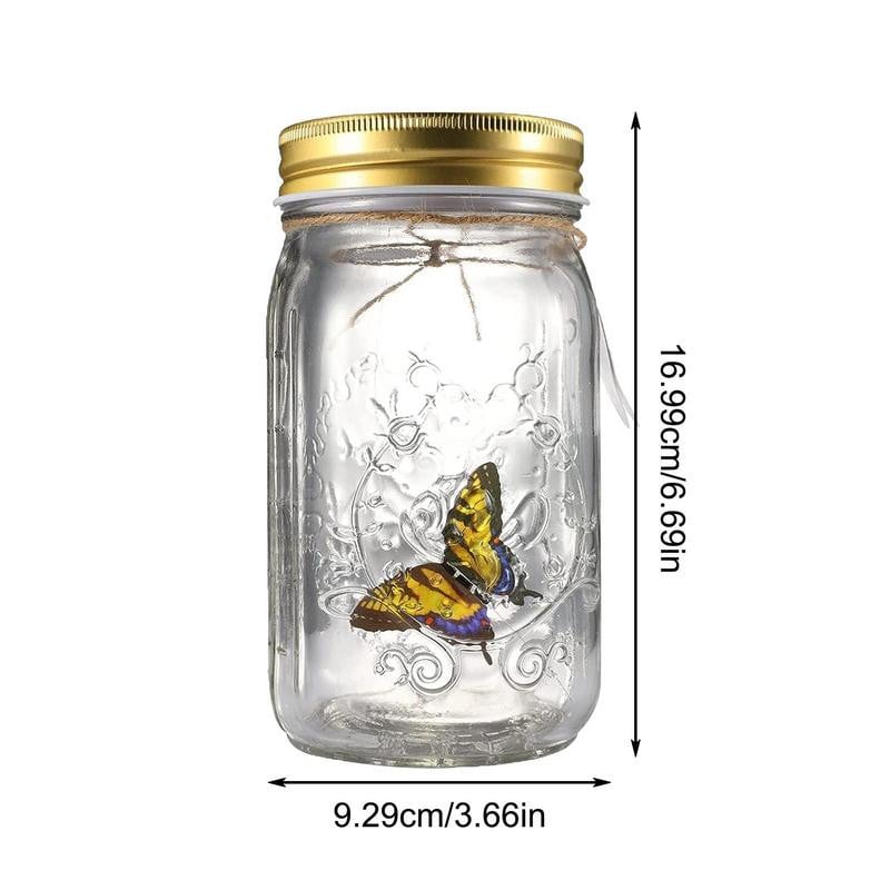 Burvju lidojoša tauriņu burka LED lampa, stikla mūra burkas simulācija, animēta tauriņu mušu kukaiņu savākšanas pudele mājas dekors