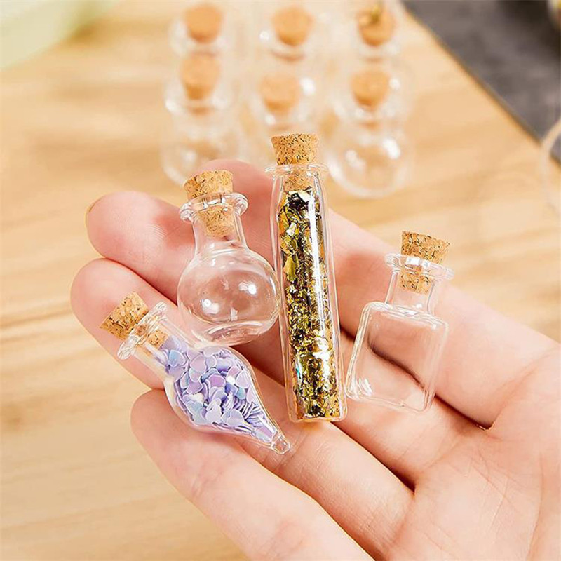 10 db Üvegüveg Miniatűr bájitalüveg Mini parafa üvegfiolák Esküvői barkácsolás Mini Drift Bottle Kívánságpalack parfümös Palack