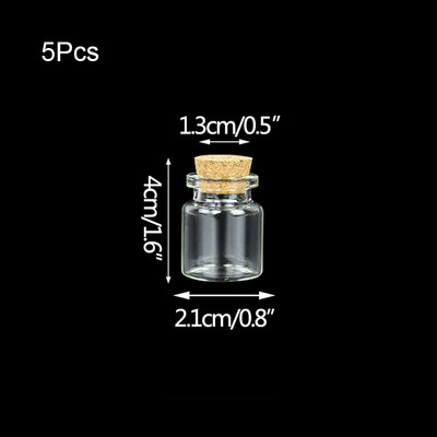 5Gb Mini mazas stikla pudeles ar caurspīdīgu korķa aizbāzni Ziemassvētku vēlmju pudeles flakoni svētku kāzu mājas dekorēšanai