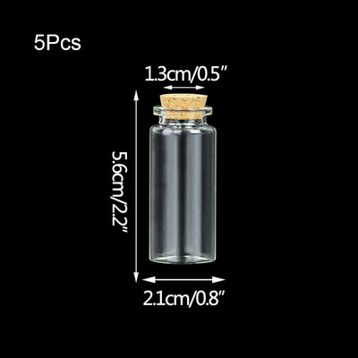 5Gb Mini mazas stikla pudeles ar caurspīdīgu korķa aizbāzni Ziemassvētku vēlmju pudeles flakoni svētku kāzu mājas dekorēšanai