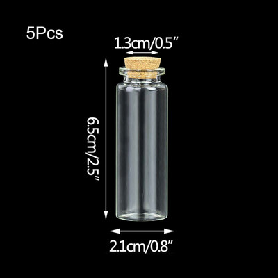 5Gb Mini mazas stikla pudeles ar caurspīdīgu korķa aizbāzni Ziemassvētku vēlmju pudeles flakoni svētku kāzu mājas dekorēšanai