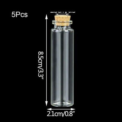 5Gb Mini mazas stikla pudeles ar caurspīdīgu korķa aizbāzni Ziemassvētku vēlmju pudeles flakoni svētku kāzu mājas dekorēšanai