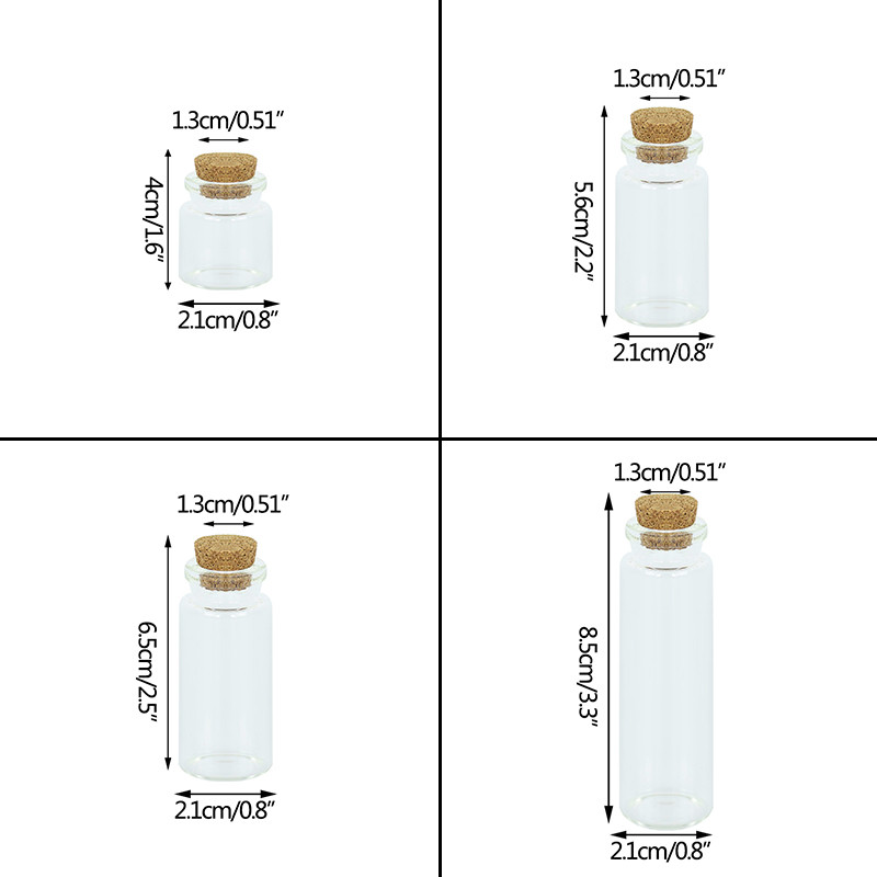 5Gb Mini mazas stikla pudeles ar caurspīdīgu korķa aizbāzni Ziemassvētku vēlmju pudeles flakoni svētku kāzu mājas dekorēšanai