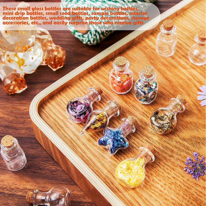 Μίνι διαφανές γυάλινο μπουκάλι 50/5 τεμ. Γαμήλιο πάρτι γενεθλίων Γυάλινα βάζα συρόμενα μπουκάλια Μικρά μπουκάλια ευχών με πώματα από φελλό