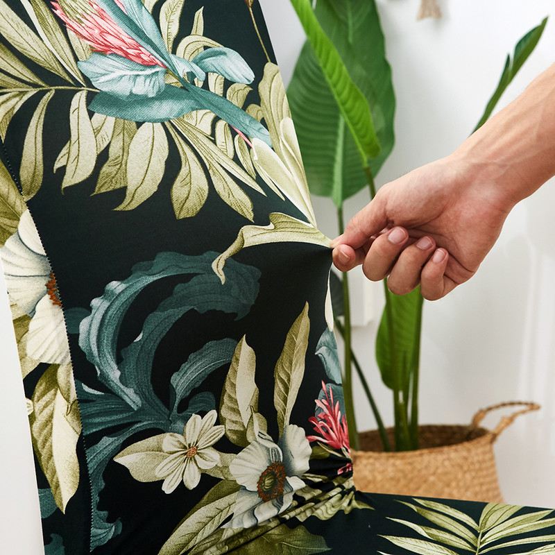 Huse pentru scaune cu flori Huse elastice pentru scaune de luat masa Spandex elastic elastic Husa pentru scaune de birou Husa anti-murdar Detasabil 1BUC