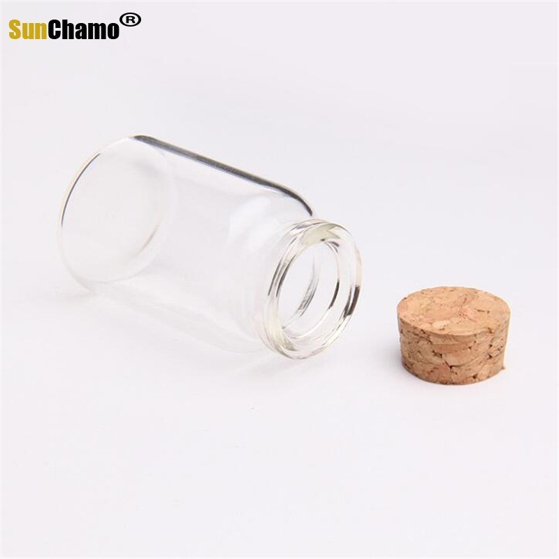 30 x 50 mm 20 ml mazas stikla pudeles ar caurspīdīgu korķa aizbāzni, sīki flakoni, burkas konteineri, 20 ml kāzu vēlmju pudeles tilpums