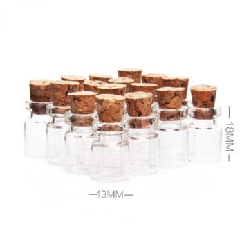 Φελλό Πώμα Μίνι Γυάλινο Μικρό Μπουκάλι Μικροσκοπικά Βαζάκια Σπιτιού Διακοσμητικά Φιαλίδια Ευχών για Διακόσμηση 13x18mm Πολύχρωμα Μπουκάλια Καπάκι