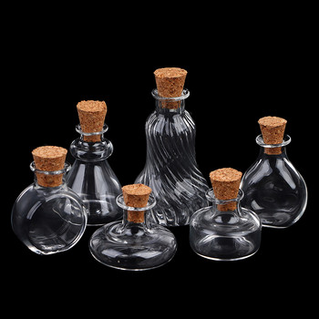 1:12 Κουκλόσπιτο Μίνι βάζο γυάλινο μπουκάλι με ευχές Μπουκάλι αποθήκευσης φιάλης με βάζο από φελλό Βάζο καραμελών Μοντέλο κουκλόσπιτο διακόσμηση σκηνής ζωής