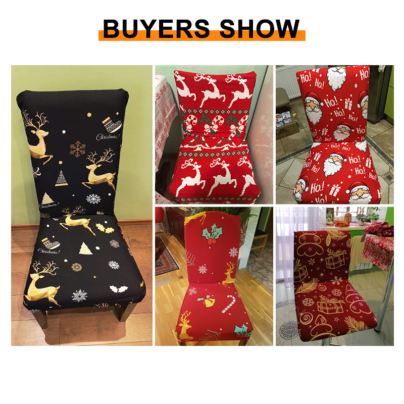 Božićne navlake za stolice Elastične rastezljive navlake za blagovaonske stolice univerzalne veličine za kuhinjske božićne ukrase