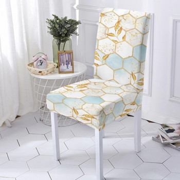 Geometric Flower Print Κάλυμμα Καρέκλας Strech Spandex Ελαστική Καρέκλα Slipcover Σκαμπό κουζίνας Protector Home Hotel Στολισμός γάμου