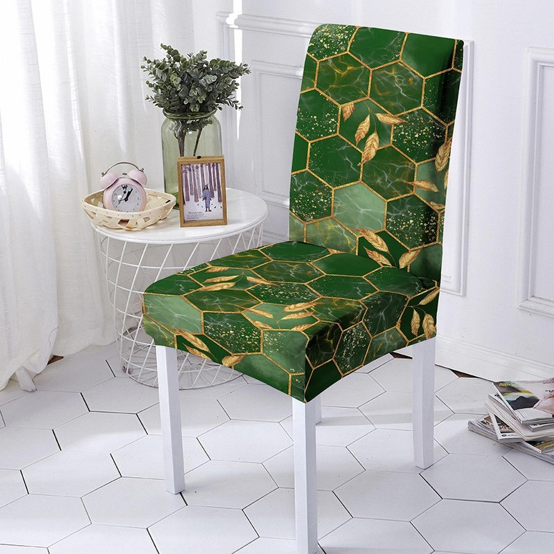 Калъфка за стол с геометричен принт на цветя Разтеглив спандекс Еластичен калъф за стол Кухненски табуретки Протектор Домашен хотел Сватбена украса