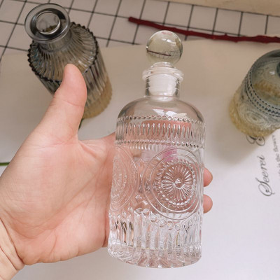 Sticlă de parfum cu relief de romb francez Sticle de sticlă de cristal simple, depozitare pentru esență de aromoterapie, ornament de comodă pentru sticle vintage