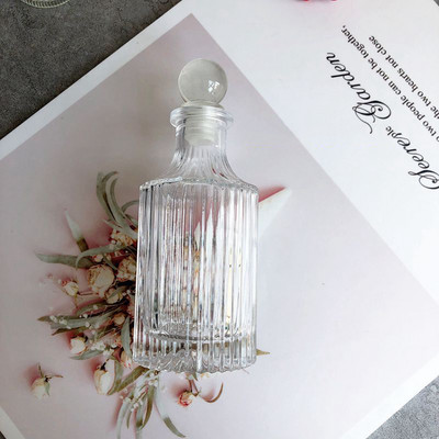 Sticlă de parfum cu relief de romb francez Sticle de sticlă de cristal simple, depozitare pentru esență de aromoterapie, ornament de comodă pentru sticle vintage