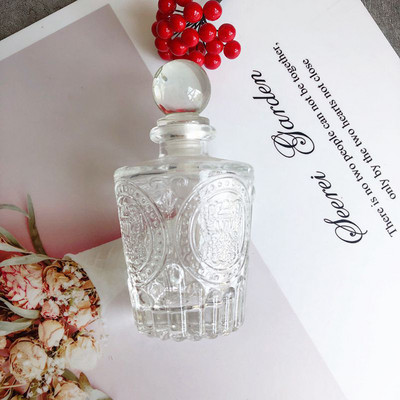 Sticlă de parfum cu relief de romb francez Sticle de sticlă de cristal simple, depozitare pentru esență de aromoterapie, ornament de comodă pentru sticle vintage