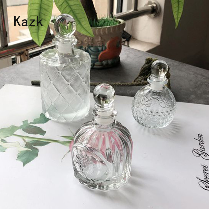 Sticlă de parfum cu relief de romb francez Sticle de sticlă de cristal simple, depozitare pentru esență de aromoterapie, ornament de comodă pentru sticle vintage