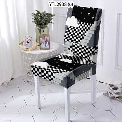 Ģeometrijas stila pārvalki krēsliem Mēbeļu pārvalki krēslam Režģa raksta Krēslu pārvalki Starptautiskā šaha apdruka Krēslu pārvalks