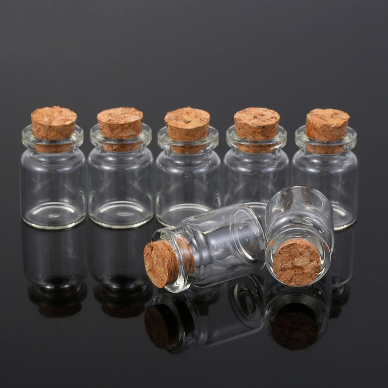 10 vnt. 5/8/12/15 ml stiklinis buteliukas skaidrūs buteliukai tušti tušti palinkėjimų buteliukai skaidrūs su kamštiniu kamščiu, mažytis