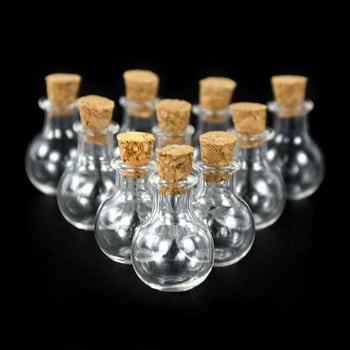 10 τμχ/παρτίδα Μίνι διαφανές γυάλινο μπουκάλι με πώμα από φελλό Amall Wish Jar Drift Bottle για Χριστουγεννιάτικη διακόσμηση πάρτι γενεθλίων γάμου
