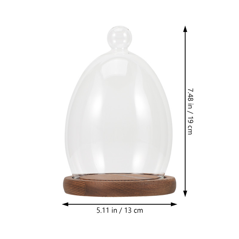 Olu stikla pārsegs terārija dekors mikro ainava stikla kupols konservēti ziedi stikla zvana burka koka caurspīdīga stikla displeja kupols