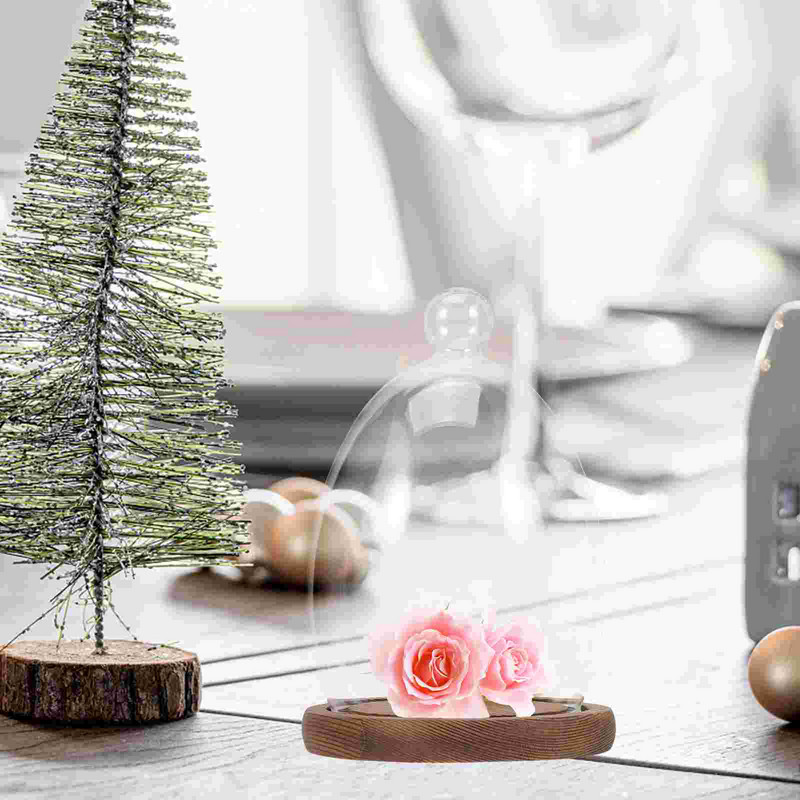 Olu stikla pārsegs terārija dekors mikro ainava stikla kupols konservēti ziedi stikla zvana burka koka caurspīdīga stikla displeja kupols