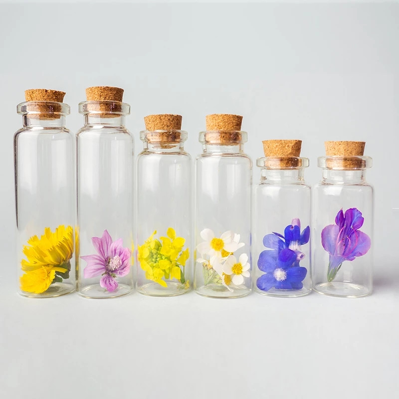 5db 7/10/12/20 ml átlátszó üveg, sodródó palackok parafa dugóval Karácsonyi esküvői születésnapi parti dekoráció Kívánságüvegek Ajándékok