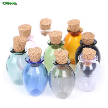 2 τμχ Μίνι γυάλινα μπουκάλια χρώματος Χαριτωμένα μπουκάλια με φελλό Μικρά μπουκάλια Δώρο Μικροσκοπικά Βαζάκια Φιαλίδια