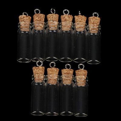 10GB Mini stikla vēlmju pudele, maza, tiny, caurspīdīga korķa burka, korķa stikla pudeles, stikla aizbāznis, caurspīdīga pudele, dāvanas 15 ml