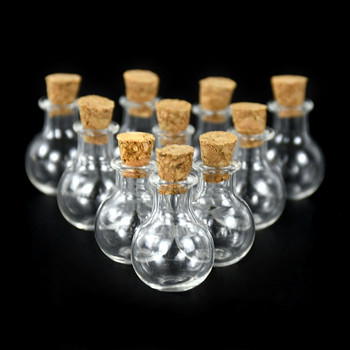 10 τμχ Μίνι πώμα από φελλό Μικρό κενό γυάλινο μπουκάλι Διαφανές συρόμενο μπουκάλι Μικρά μπουκάλια ευχών Γυάλινα βάζα για πάρτι γενεθλίων γάμου