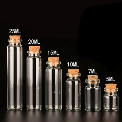 10 komada mini prozirnih boca s plutenim čepom Kapacitet za 10 ml 15 ml 20 ml 25 ml 30 ml 40 ml 55 ml staklene posude Pokloni za boce želja