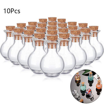 10db Mini üvegpalackok átlátszó sodródó palackok kis kívánságpalackok parafa dugóval esküvői születésnapi parti üvegedényekhez