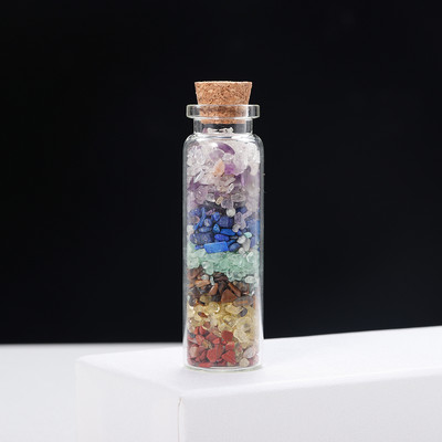 1 gab Vēlējumu pudele Dabiski dziedinoša septiņu čakru kristāla grants šķembu akmeņi Lucky Drifting pudele mājas dekorācijas dāvana